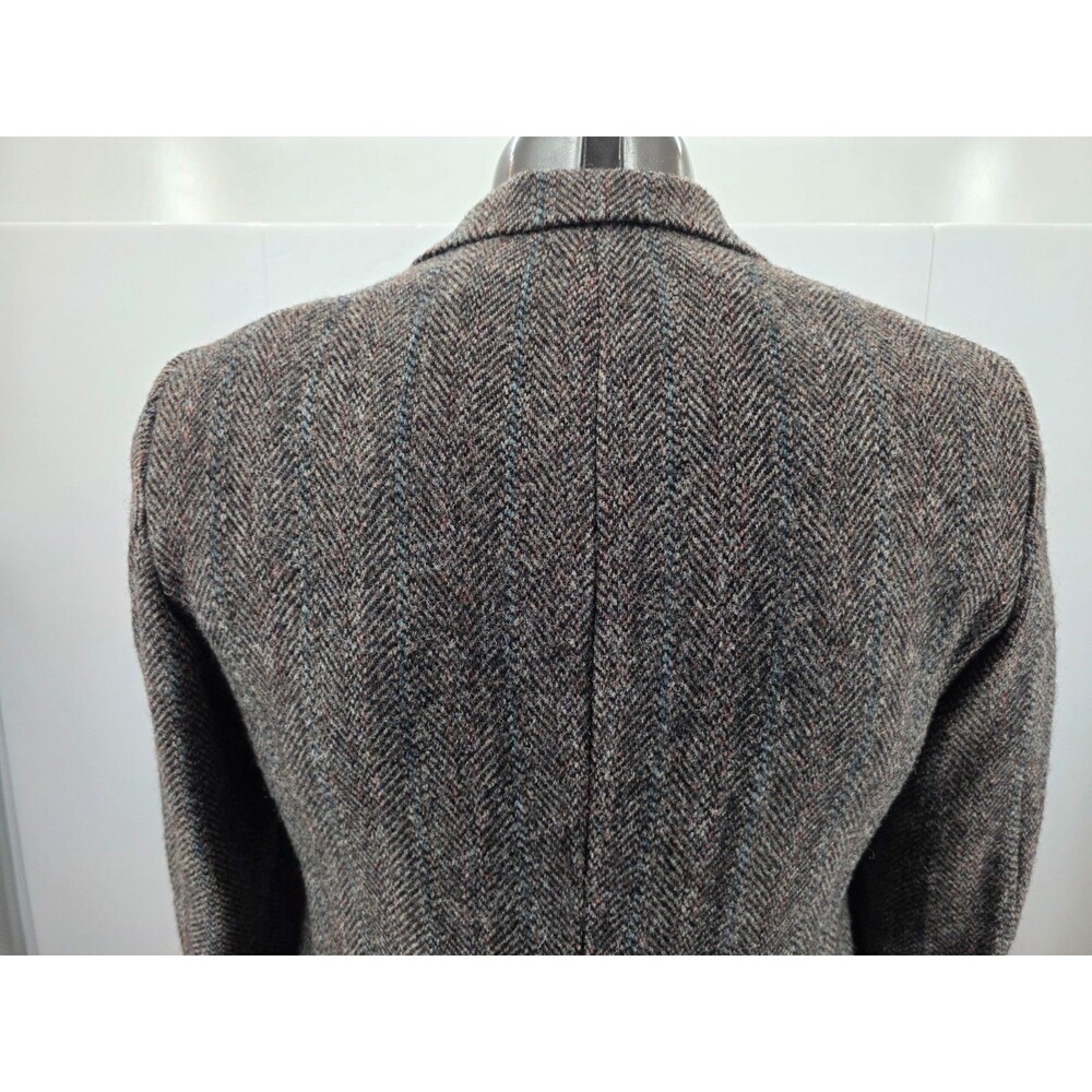 Vtg Harris Tweed 40S Brown Herringbone Wool USA Mens Blazer Jacket Sport Coat - Picture 4 of 13